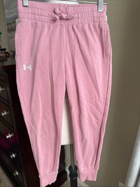 Under Armour Girls Pink Fleece Joggers with Drawstring girls small